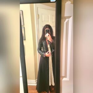 Long quilt trench coat with buckles